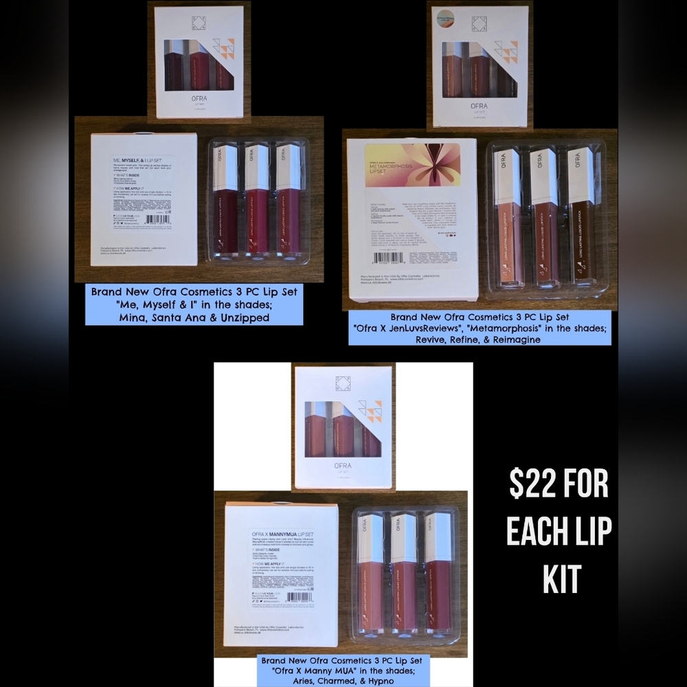 Ofra 3-Piece Lip Set - Red and Pink Shades